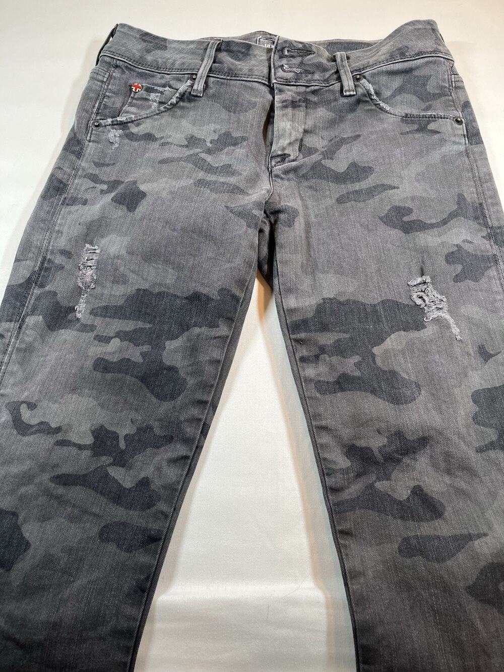 Hudson Collin Skinny Ankle Jeans Womens 26 Gray Camo Distressed USA